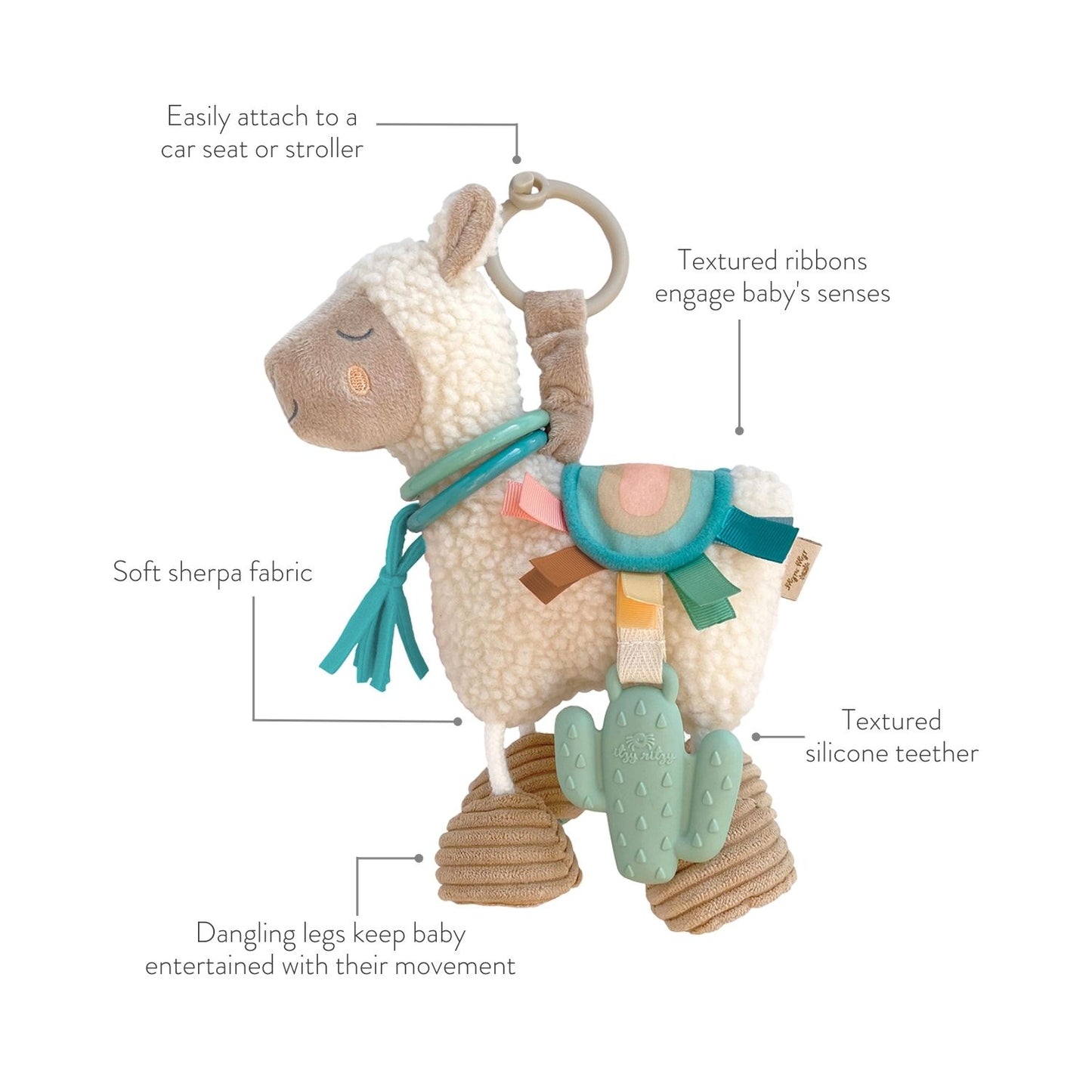 Itzy Friends Link + Love Activity Plush w/Teether Toy - Llama