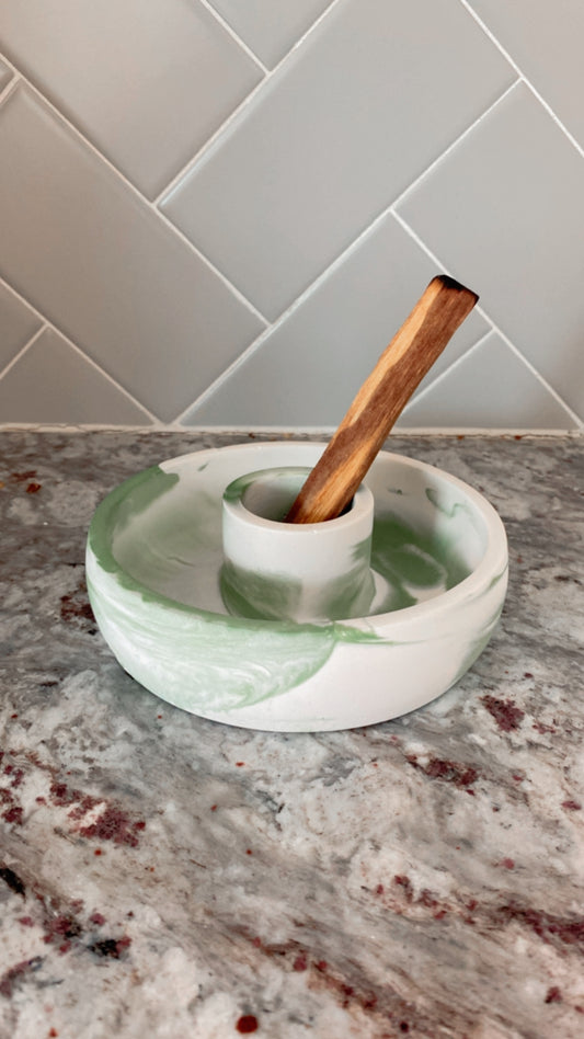 Palo Santo/Smudge Cement Holder - Sage Marble