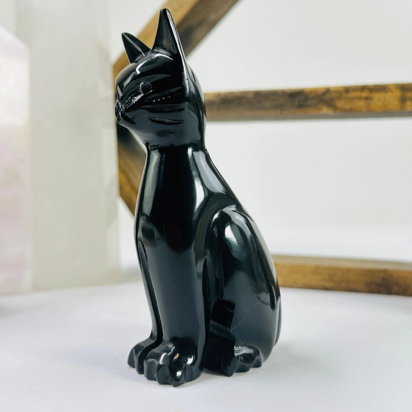 Hand-Carved Black Onyx Cat