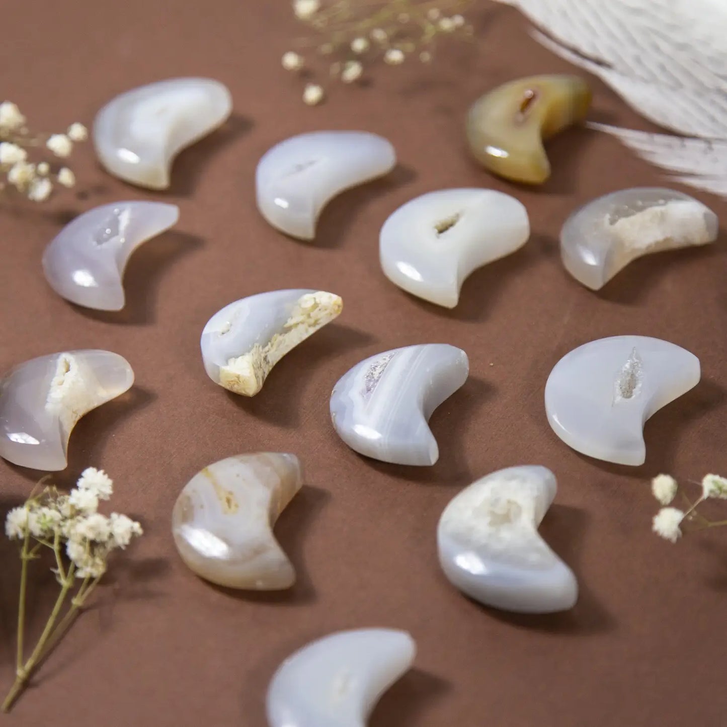 Natural Agate Druzy Cabochon | Star -or- Moon