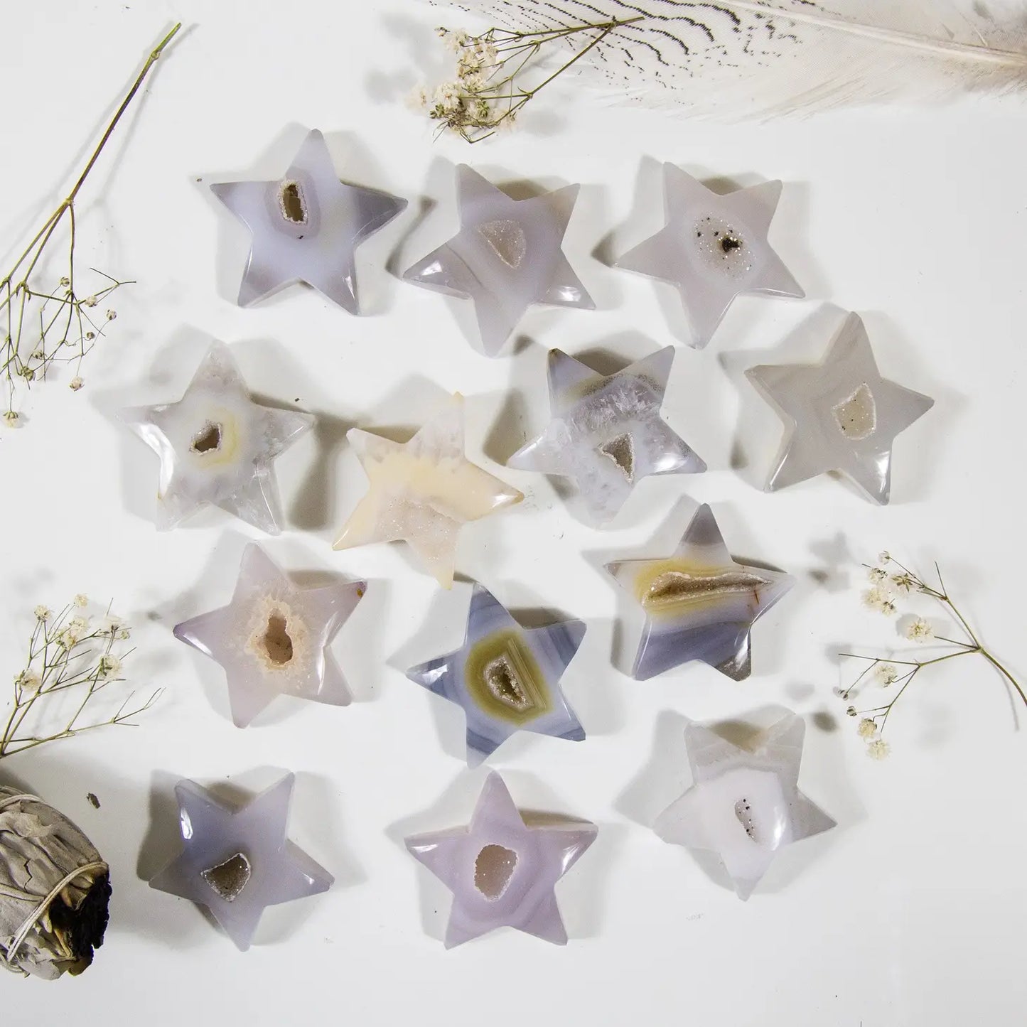 Natural Agate Druzy Cabochon | Star -or- Moon