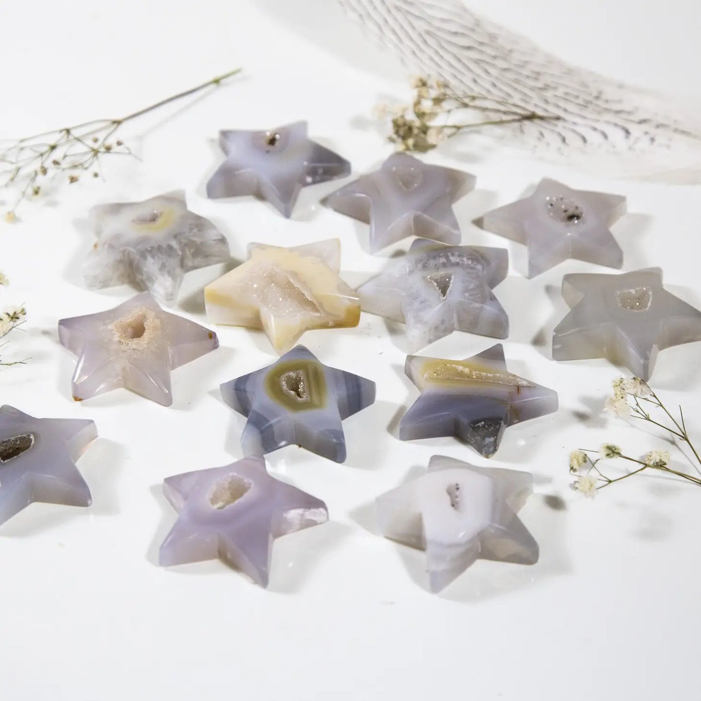 Natural Agate Druzy Cabochon | Star -or- Moon