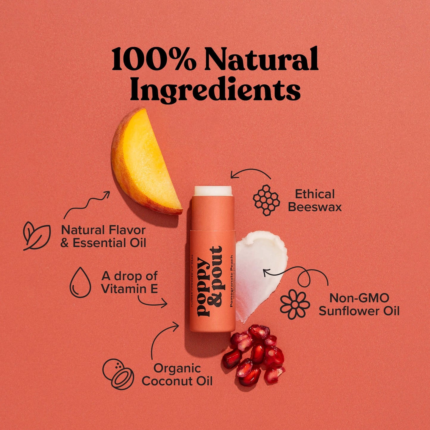 All Natural Lip Balm - Pomegranate Peach