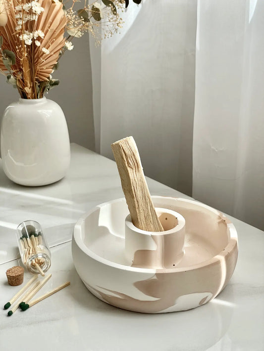 Palo Santo/Smudge Cement Holder - Coffee Marble