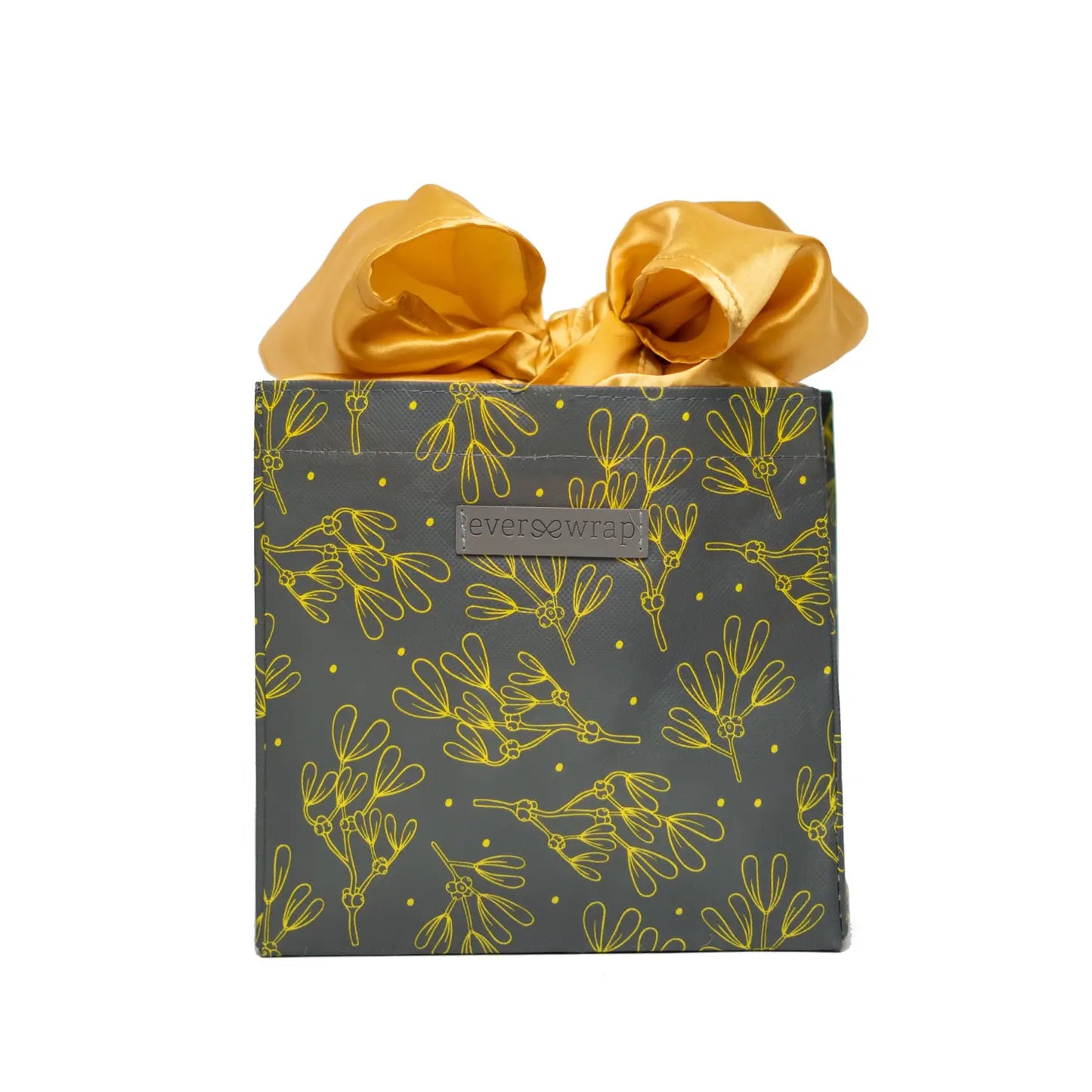 Small Grey & Gold Floral Reusable Gift Bag