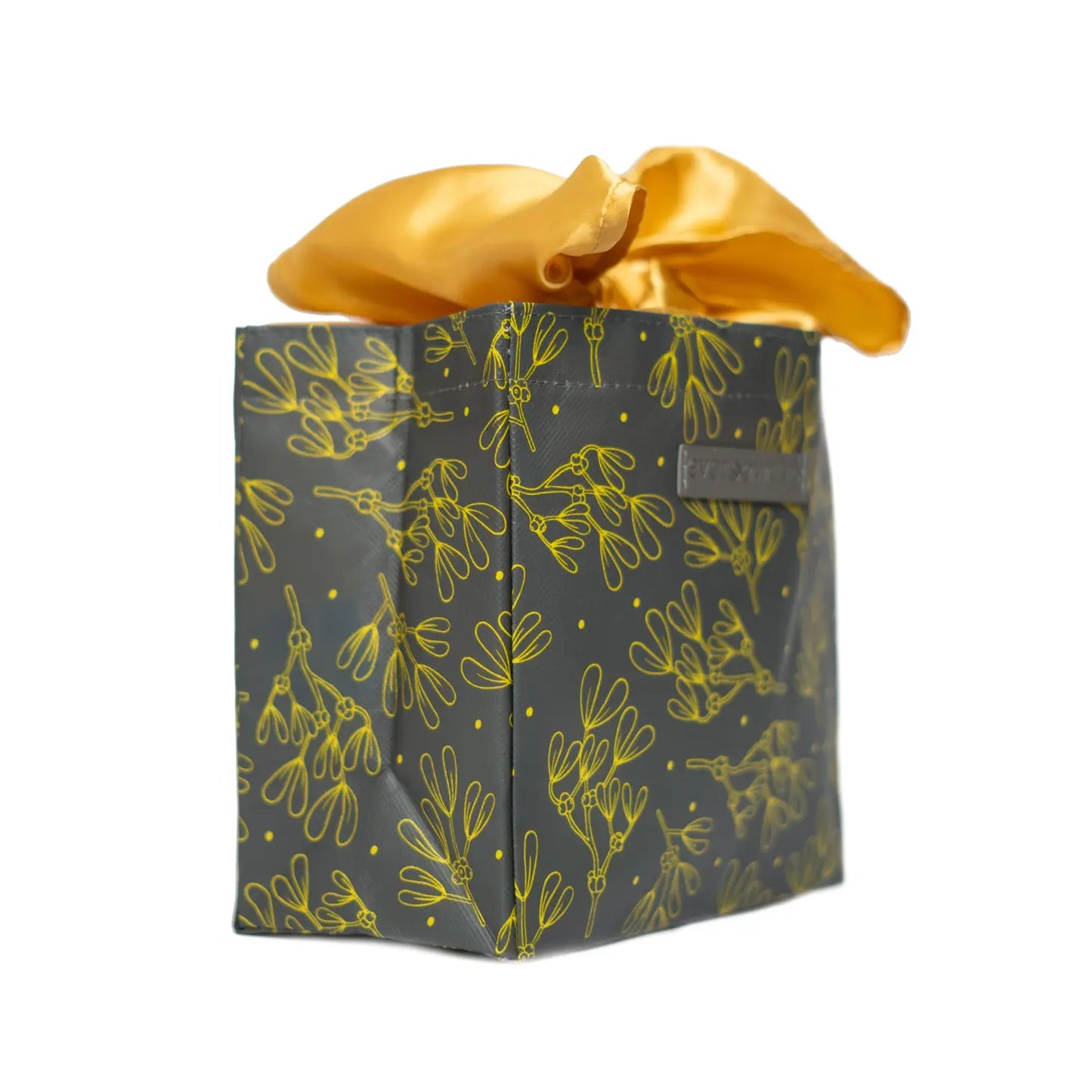 Small Grey & Gold Floral Reusable Gift Bag