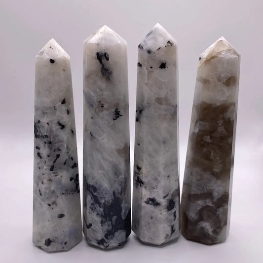 Faceted Rainbow Moonstone Point - 5"