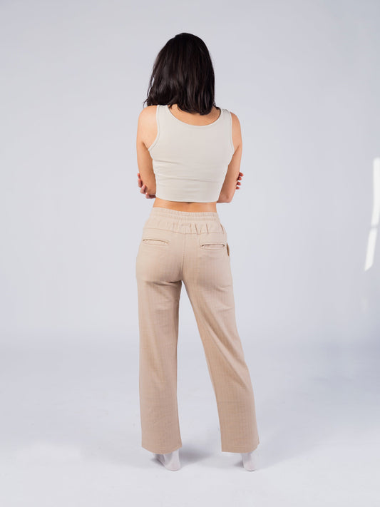 Wide Leg Stretch Pants | Beech Wood *COLLECTIVE*