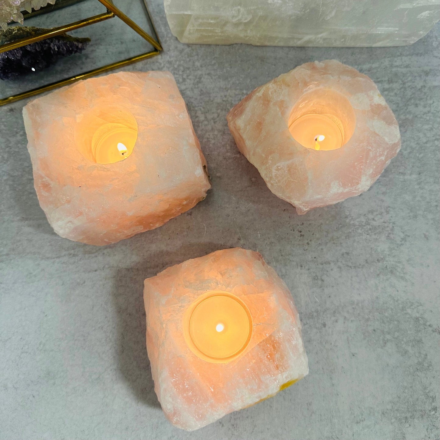 Rose Quartz Candle Holder [Rough Cut]