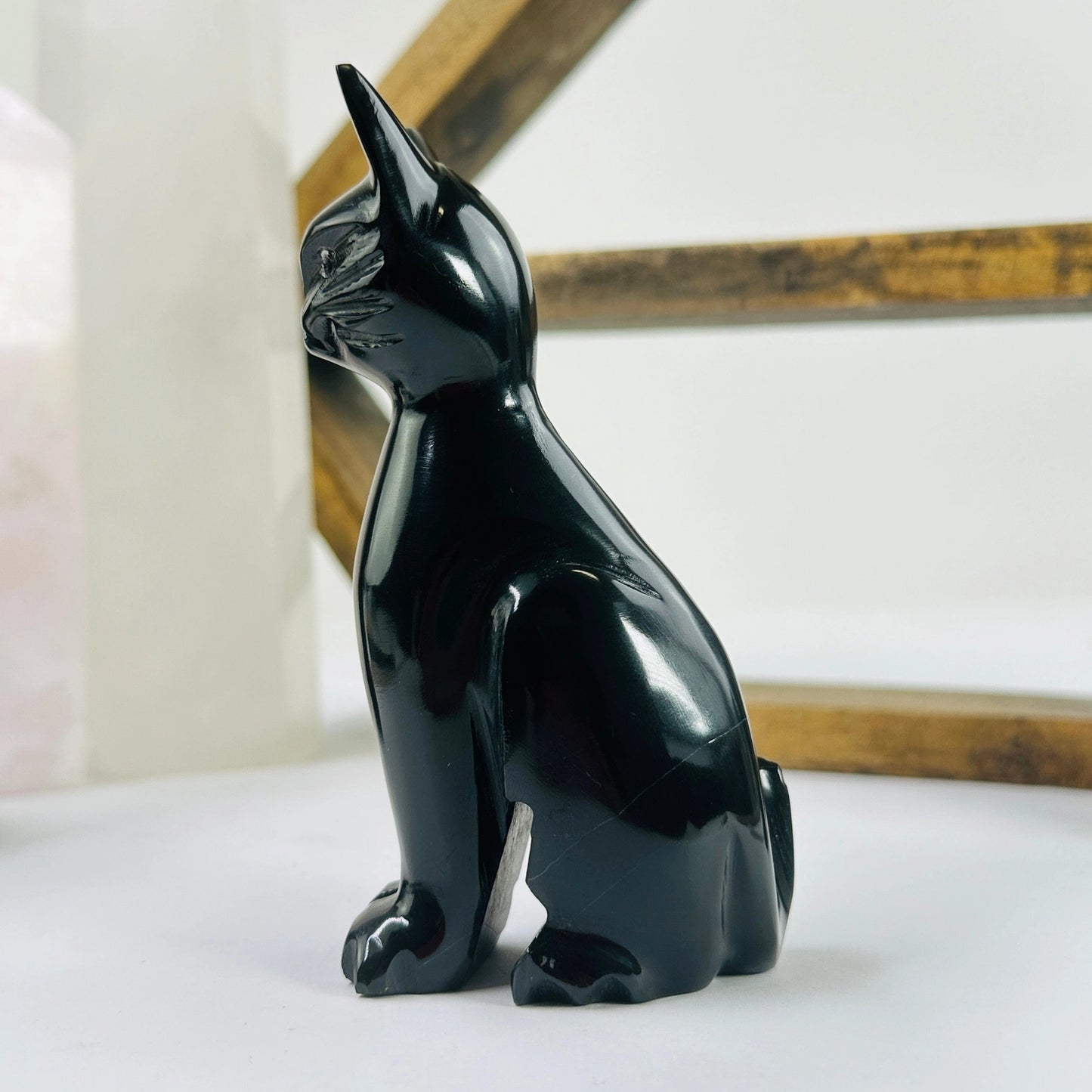 Hand-Carved Black Onyx Cat