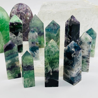 Rainbow Feathered Fluorite Crystal Point: 200-300g
