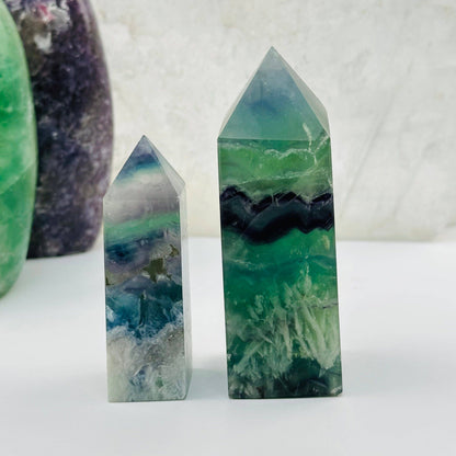 Rainbow Feathered Fluorite Crystal Point: 200-300g