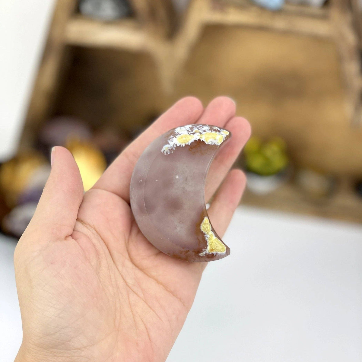 Agate Druzy Crystal Moon - Crescent Moon