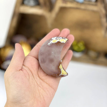 Agate Druzy Crystal Moon - Crescent Moon