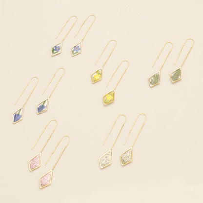 Pressed Flower Thread Earring - Blue Forget Me Not/Gold