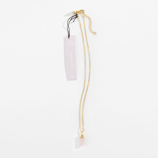 Mini Pendulum Necklace - Rose Quartz