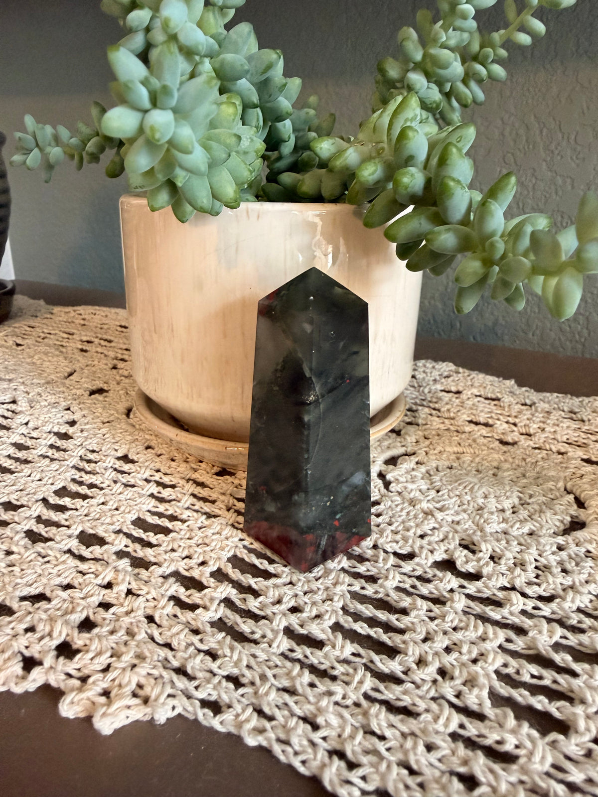 African Bloodstone 4 Sided Obelisk (~3in/7.5cm)