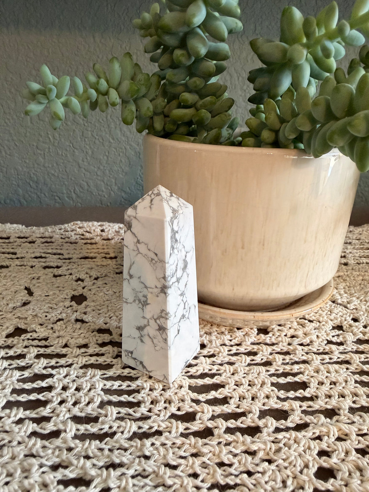 White Howlite 4 Sided Obelisk (~3in/7.5cm)