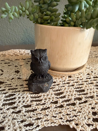 Shungite Carved Owl Figurine (~2.25in/5.5cm)