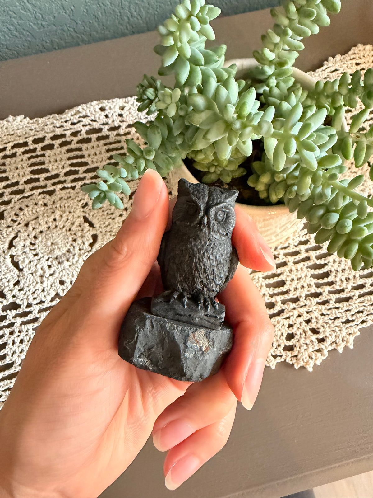 Shungite Carved Owl Figurine (~2.25in/5.5cm)