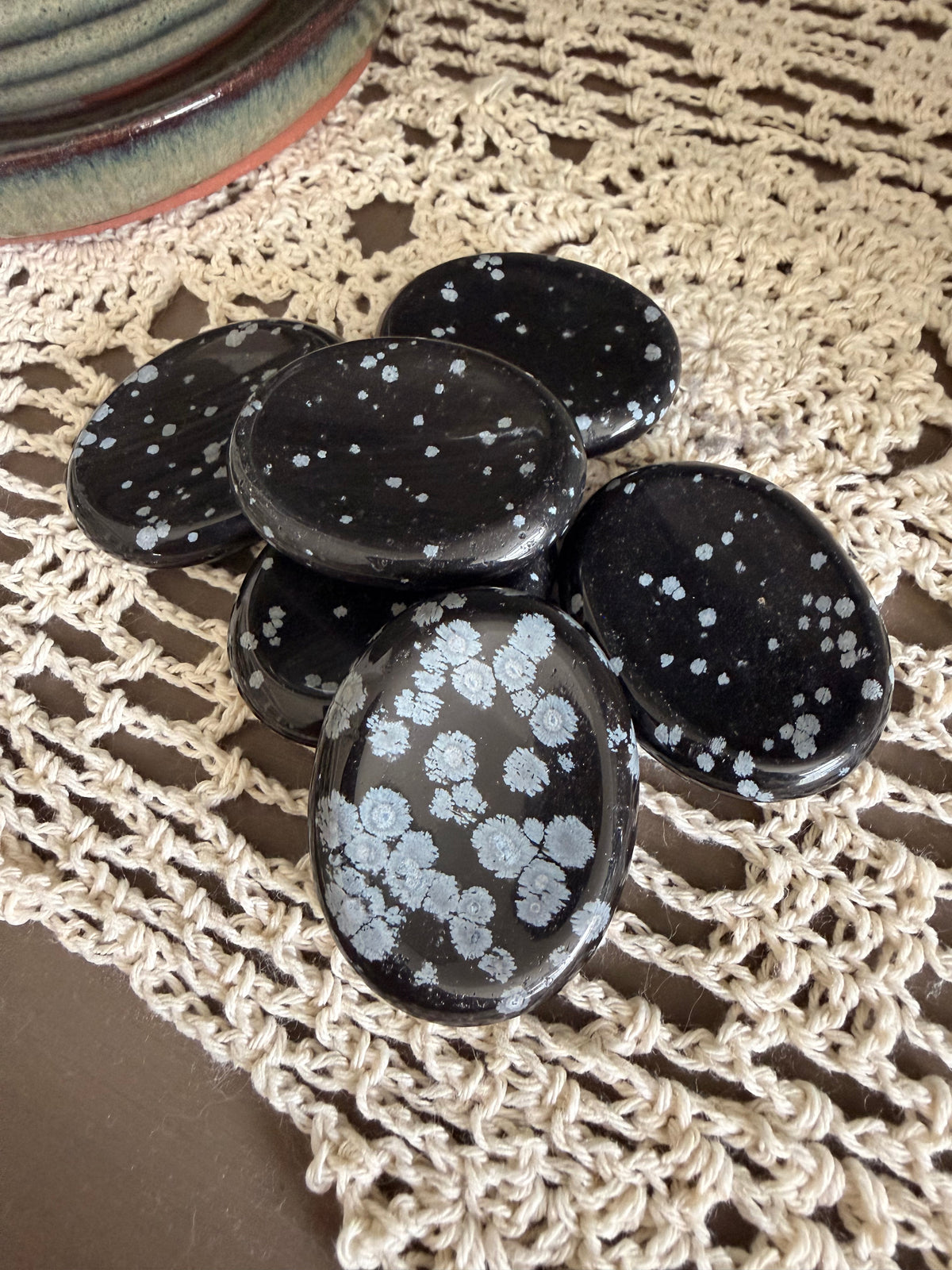 Snowflake Obsidian Worry Stone