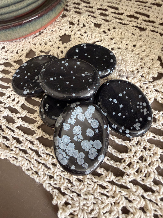 Snowflake Obsidian Worry Stone