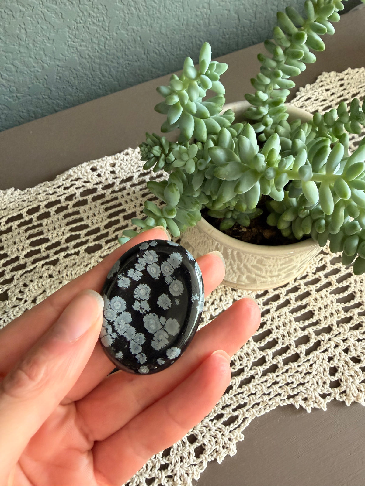 Snowflake Obsidian Worry Stone