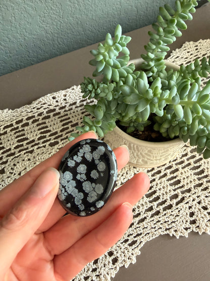 Snowflake Obsidian Worry Stone