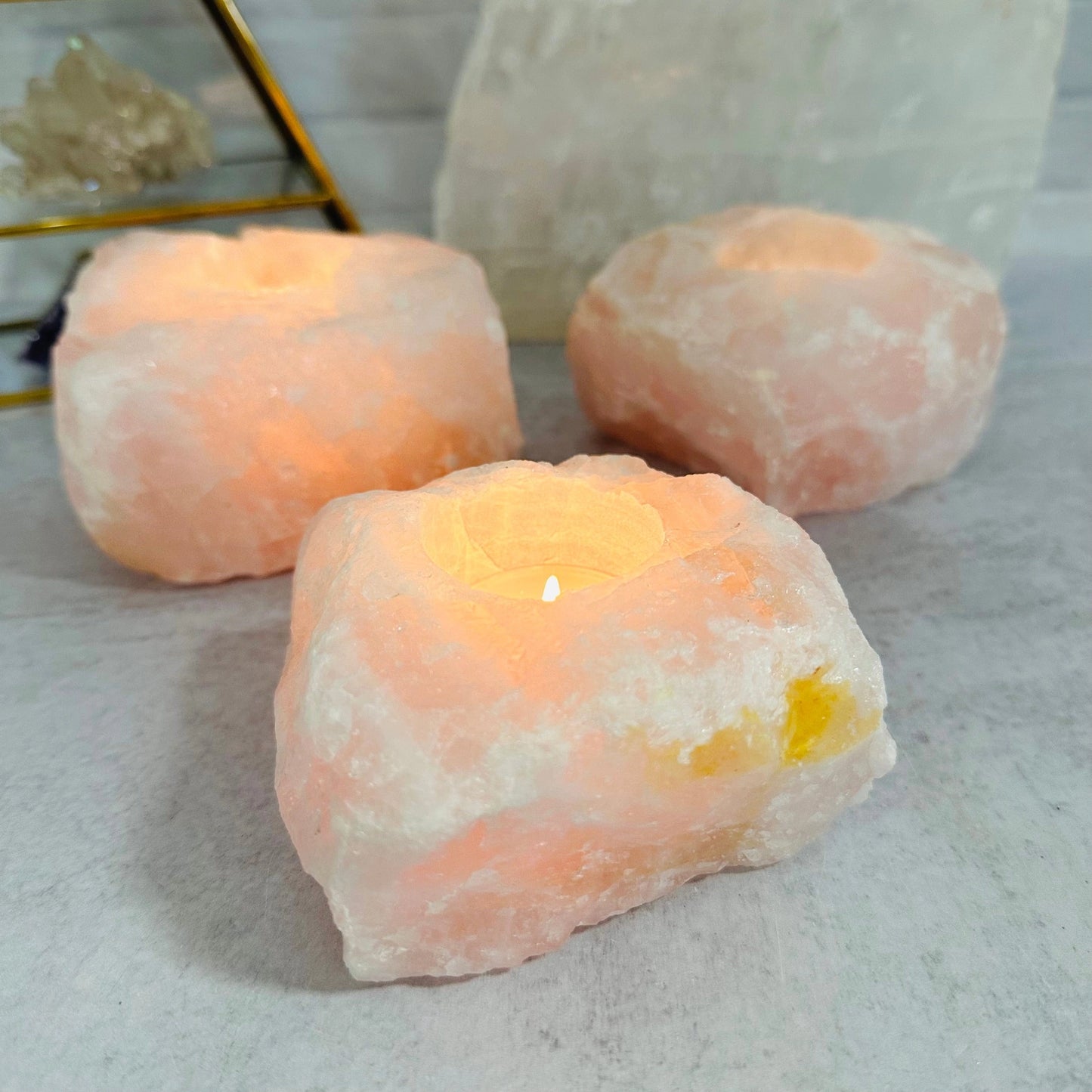 Rose Quartz Candle Holder [Rough Cut]