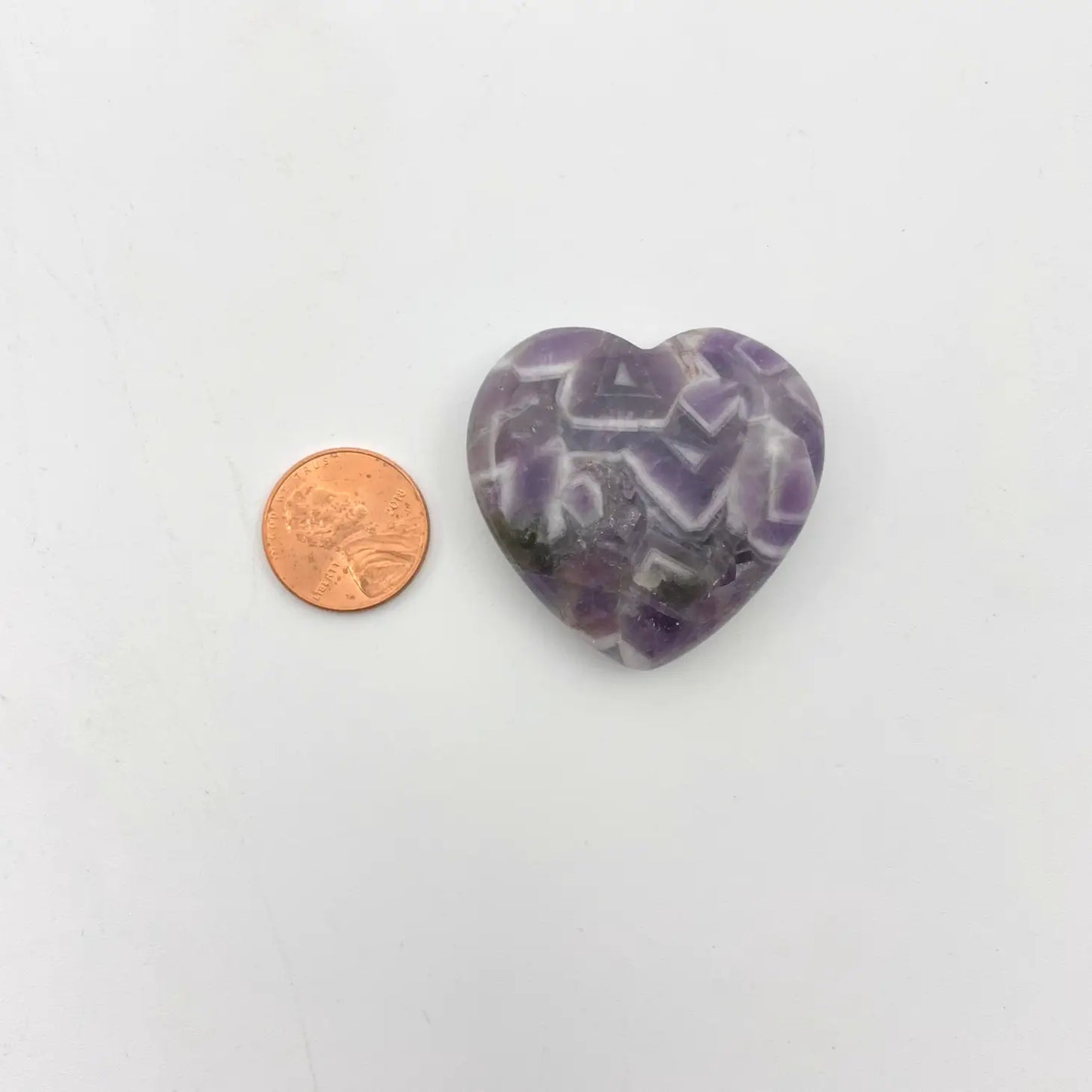 Chevron Amethyst Polished Crystal Heart [palm stone]