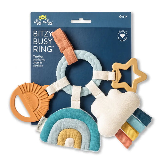 Bitzy Busy Ring - Teething Activity Toy - Neutral Rainbow
