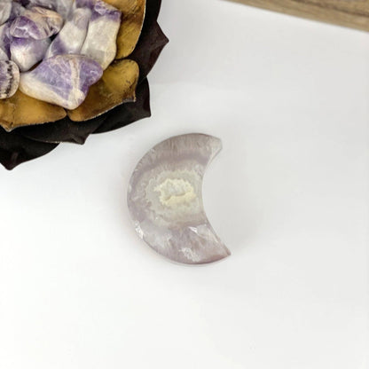 Agate Druzy Crystal Moon - Crescent Moon