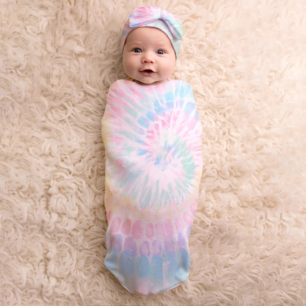 Cutie Cocoon - Baby Cocoon + Hat Set - Rainbow Tie Dye