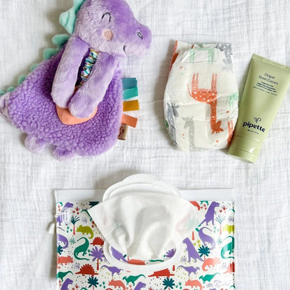 Take + Travel Pouch Reusable Wipes Case - Darling Dinos