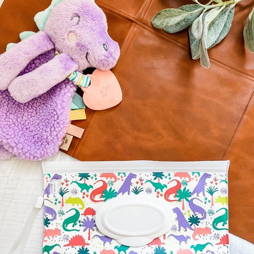 Take + Travel Pouch Reusable Wipes Case - Darling Dinos