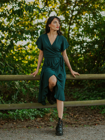 Monstera Ruffle Wrap Dress *COLLECTIVE*