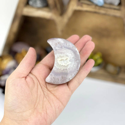 Agate Druzy Crystal Moon - Crescent Moon