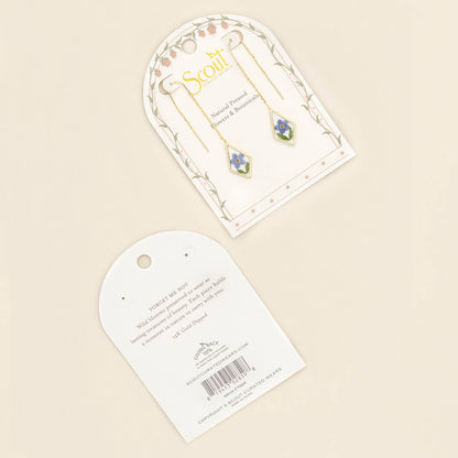 Pressed Flower Thread Earring - Blue Forget Me Not/Gold