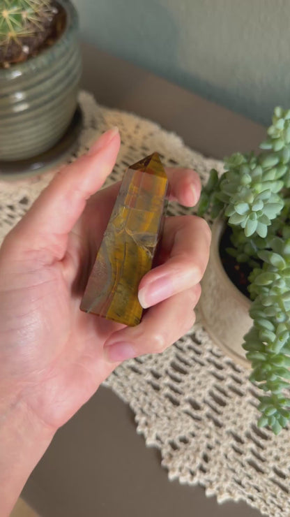 Tiger Eye 4 Sided Obelisk (~3in/7.5cm)