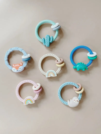 Ritzy Rattle - Silicone Teether Rattle - Neutral Rainbow