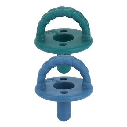 Sweetie Soother Pacifier Set (2-pack) - Deep Sea + Denim Braid