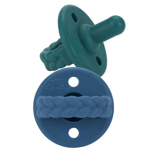 Sweetie Soother Pacifier Set (2-pack) - Deep Sea + Denim Braid