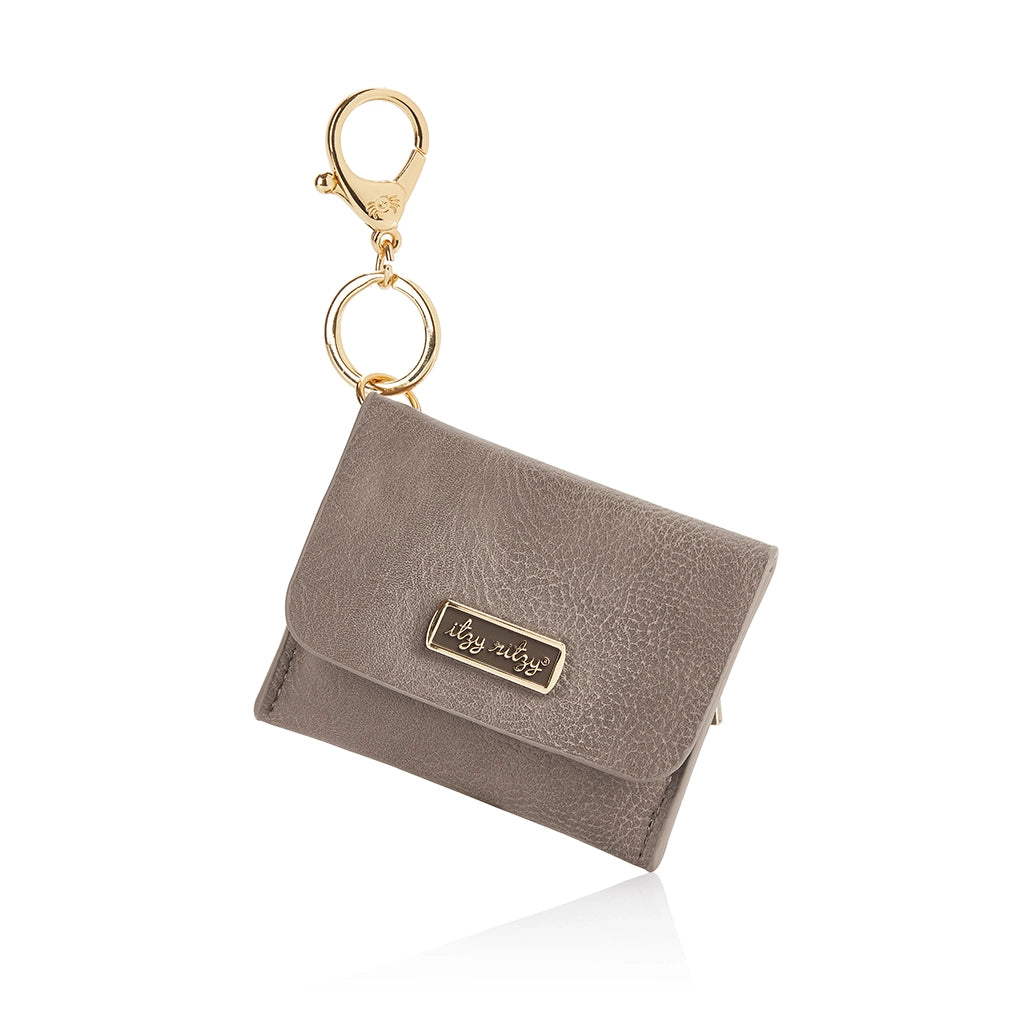 Mini Wallet, Card Holder + Keychain Charm - Taupe