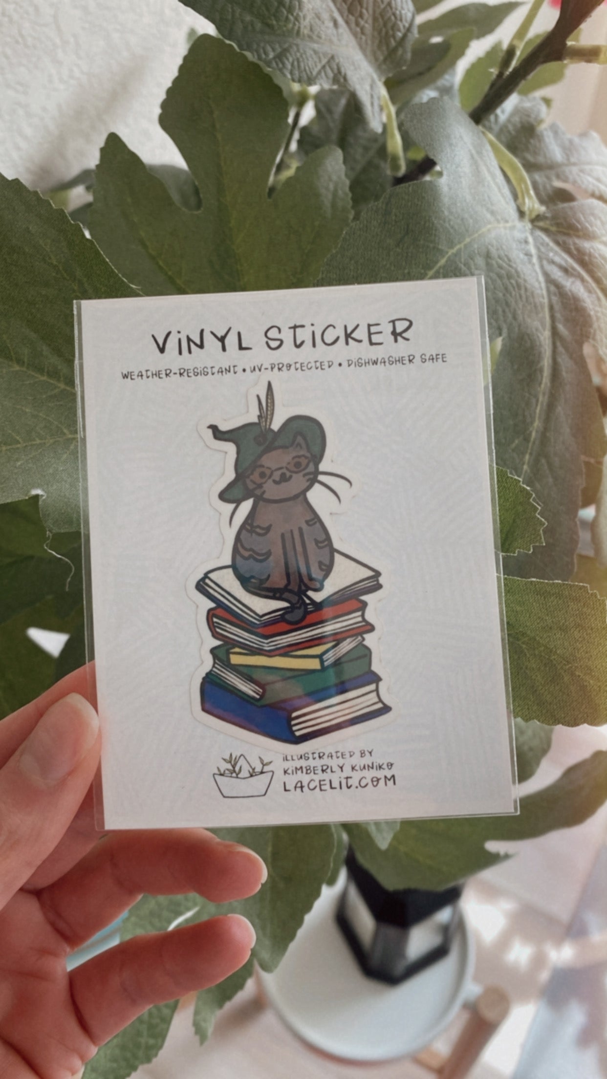 Book Kitty Vinyl Sticker