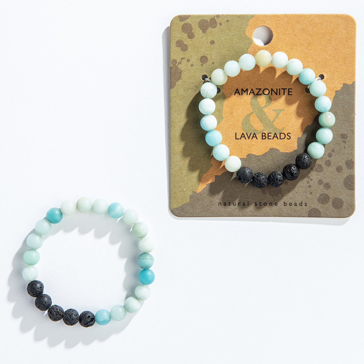 Amazonite + Lava Stone Crystal Bracelet