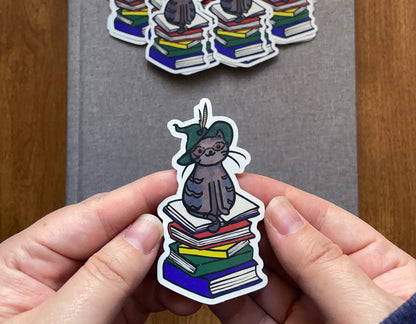 Book Kitty Vinyl Sticker