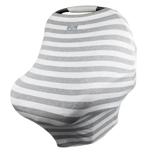 Mom Boss 4-in-1 Multi-Use Nursing Cover + Car Seat Cover - Heather Gray Stripe