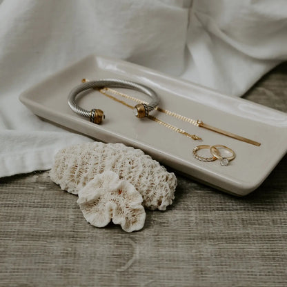 Cream Speckled Stoneware Tray